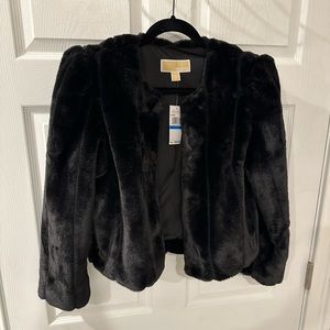 MICHAEL Kors Faux Fur Black Cropped Jacket // New With Tags